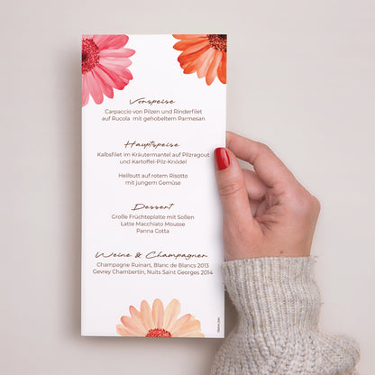 Menükarte Hochzeit Panoramatisches Porträt Blütenflocken foto N° 3