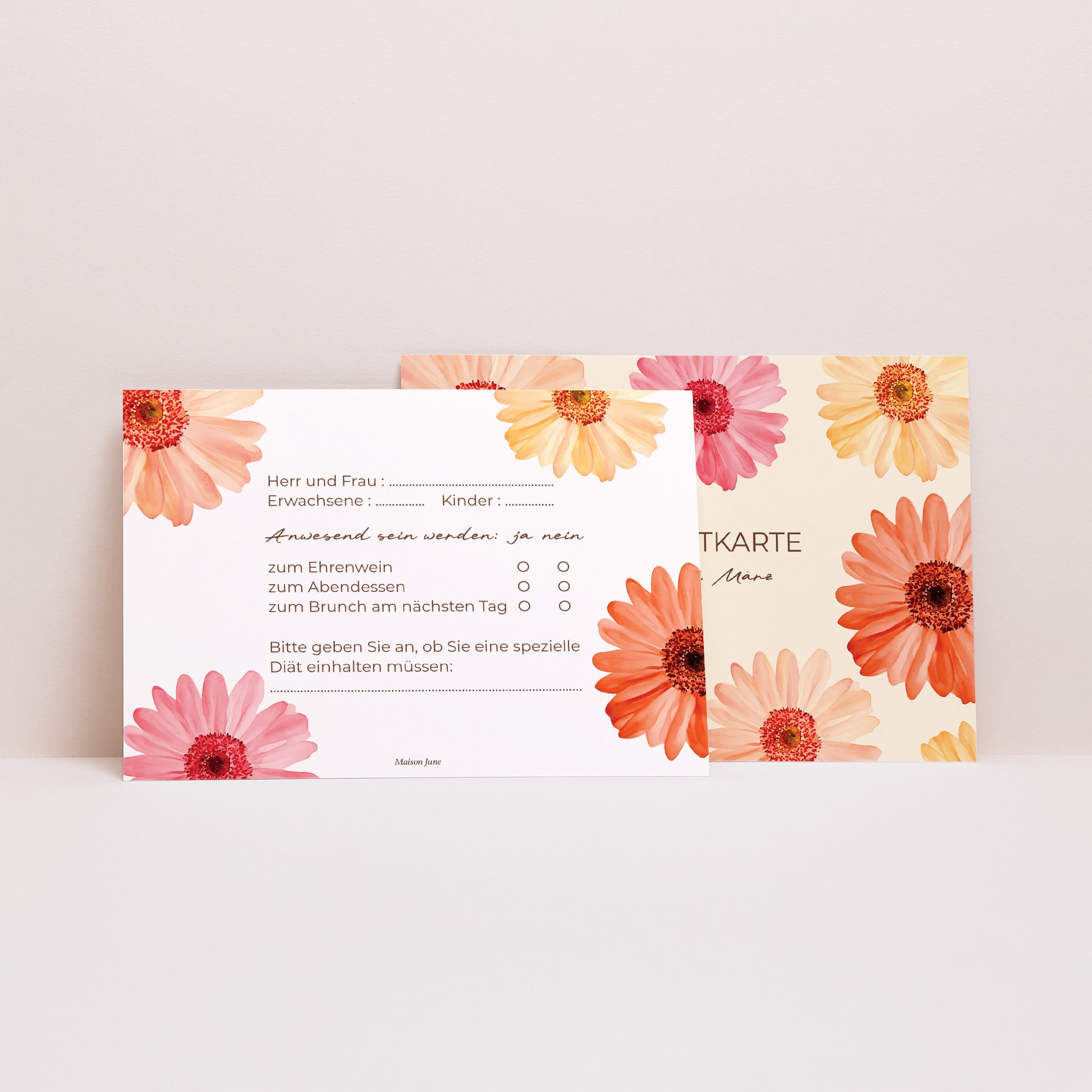 Antwortkarte Hochzeit Landschaft Blütenflocken foto N° 2