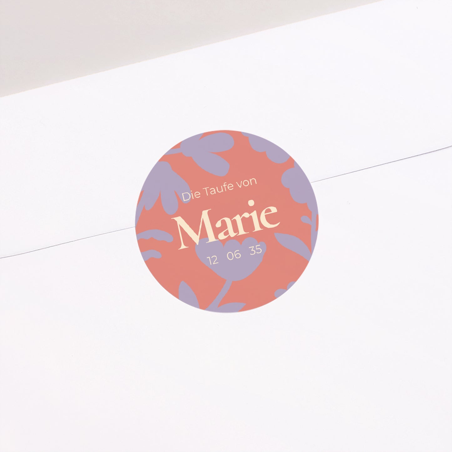Sticker Taufe Rund Blumen-Taufe foto N° 1