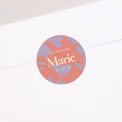 Sticker Taufe Rund Blumen-Taufe foto N° 1