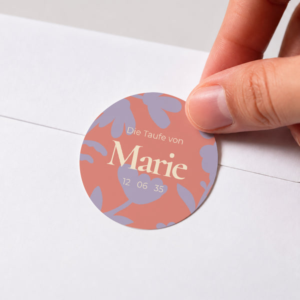 Sticker Taufe Rund Blumen-Taufe foto