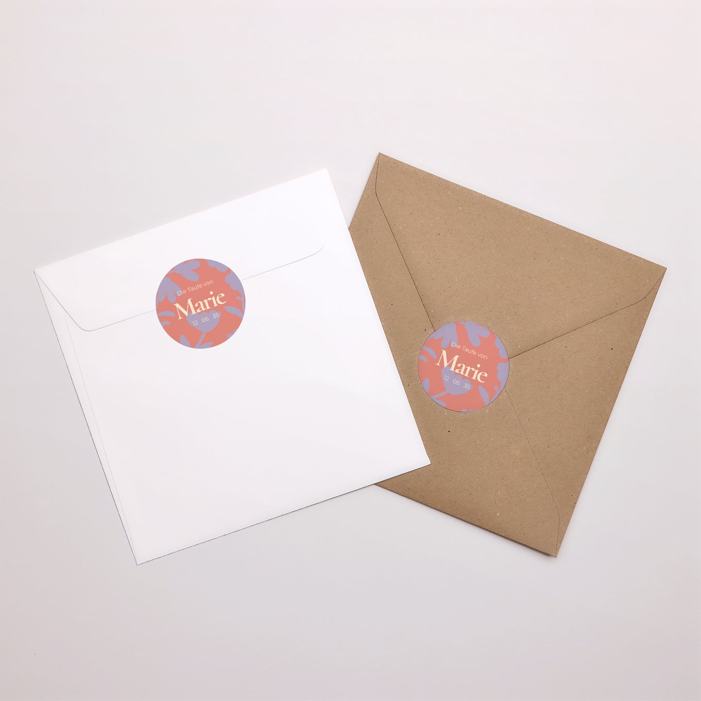 Sticker Taufe Rund Blumen-Taufe foto N° 3