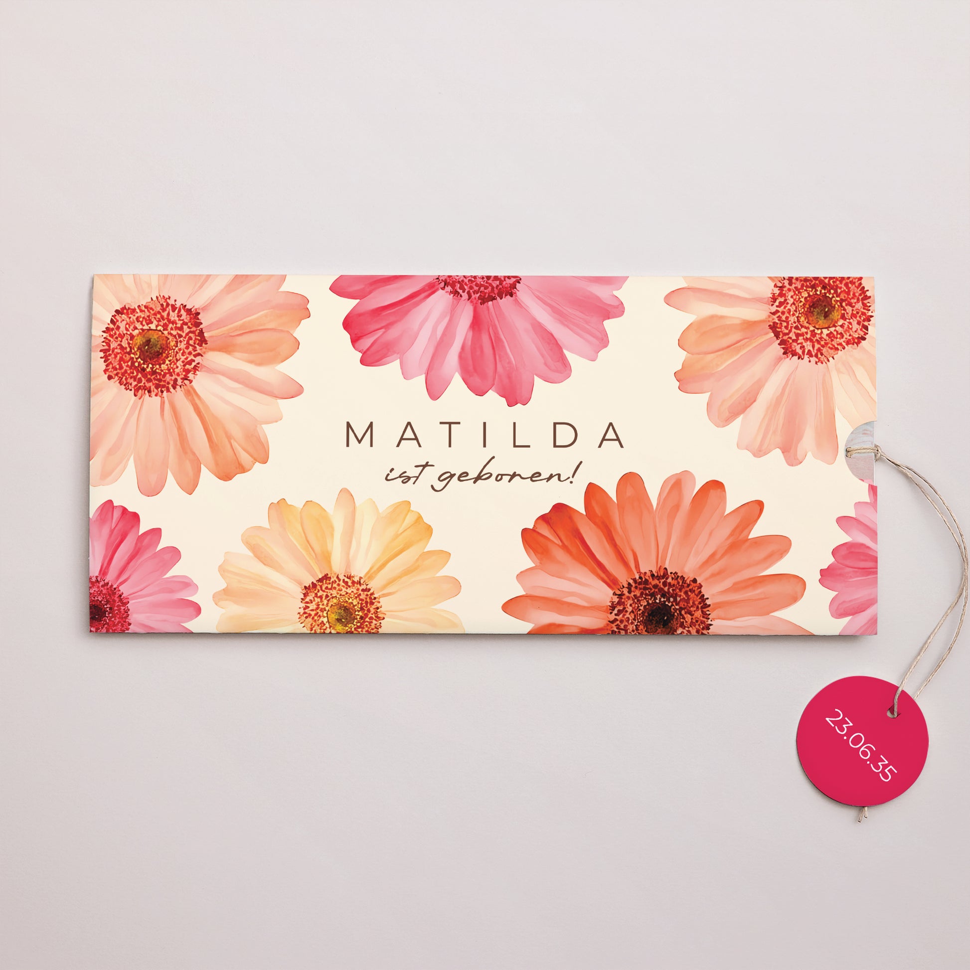 Geburtskarten Mappe 2 Karten, Etikett Ein Herz in Blumen foto N° 1