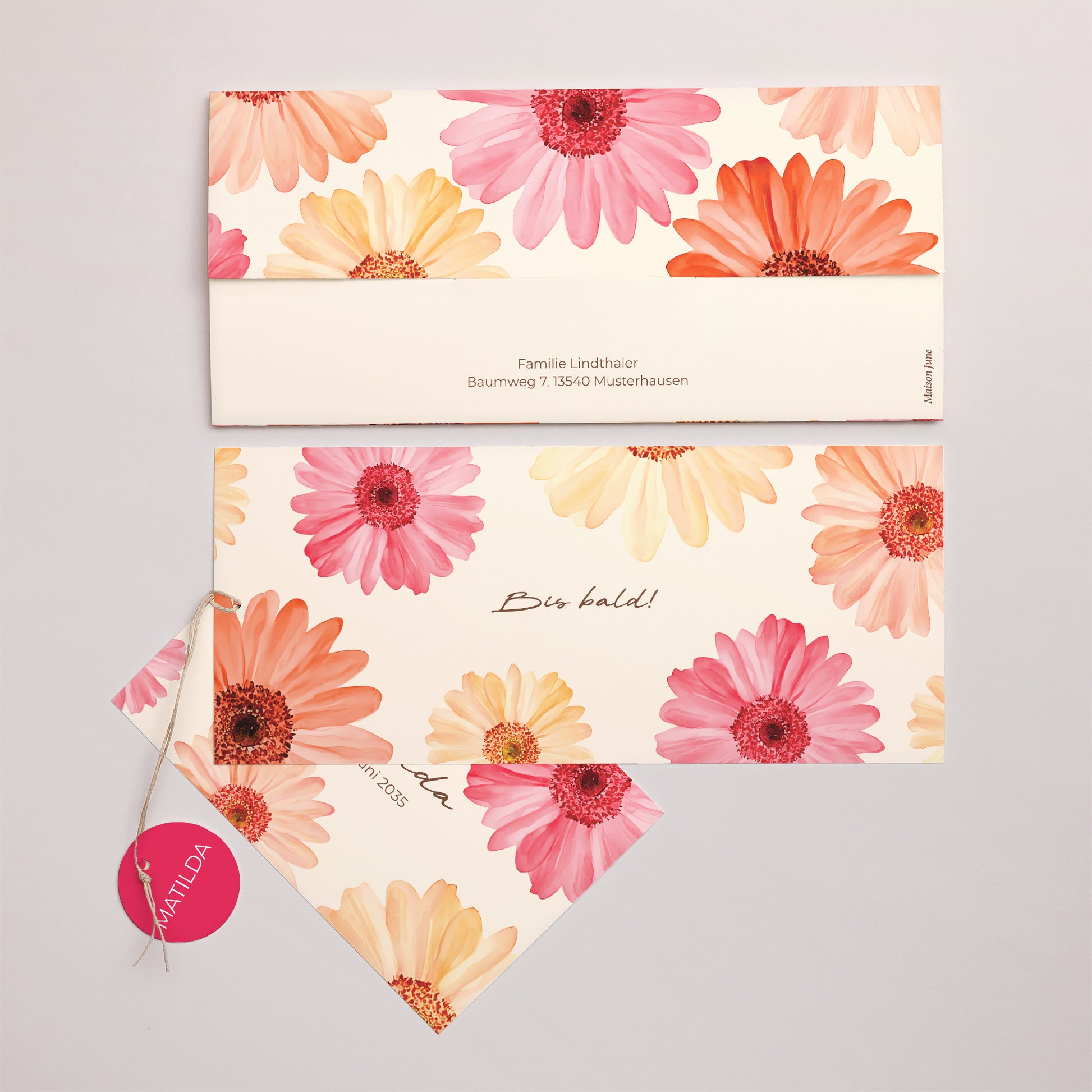 Geburtskarten Mappe 2 Karten, Etikett Ein Herz in Blumen foto N° 4