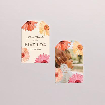 Vorgelochtes Etikett Taufe Fähnchen Petalen der Gnade foto N° 1