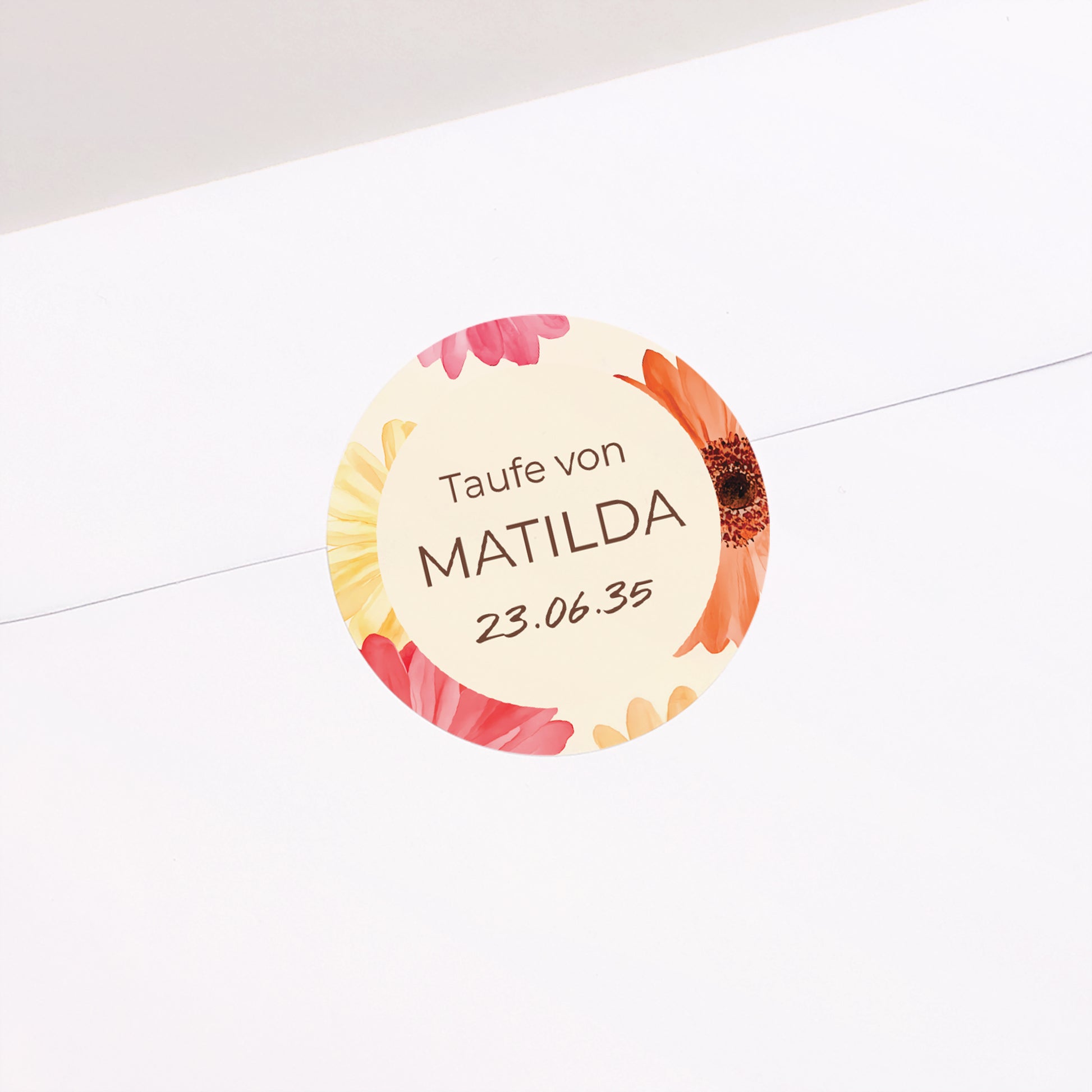 Sticker Taufe Rund Petalen der Gnade foto N° 1