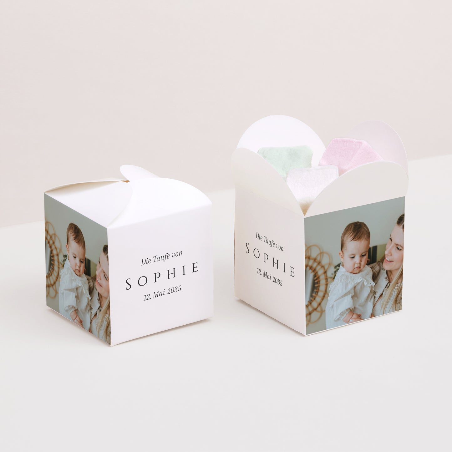 Geschenkbox Taufe Schmetterlingsöffnung Unter dem Blick Gottes foto N° 2