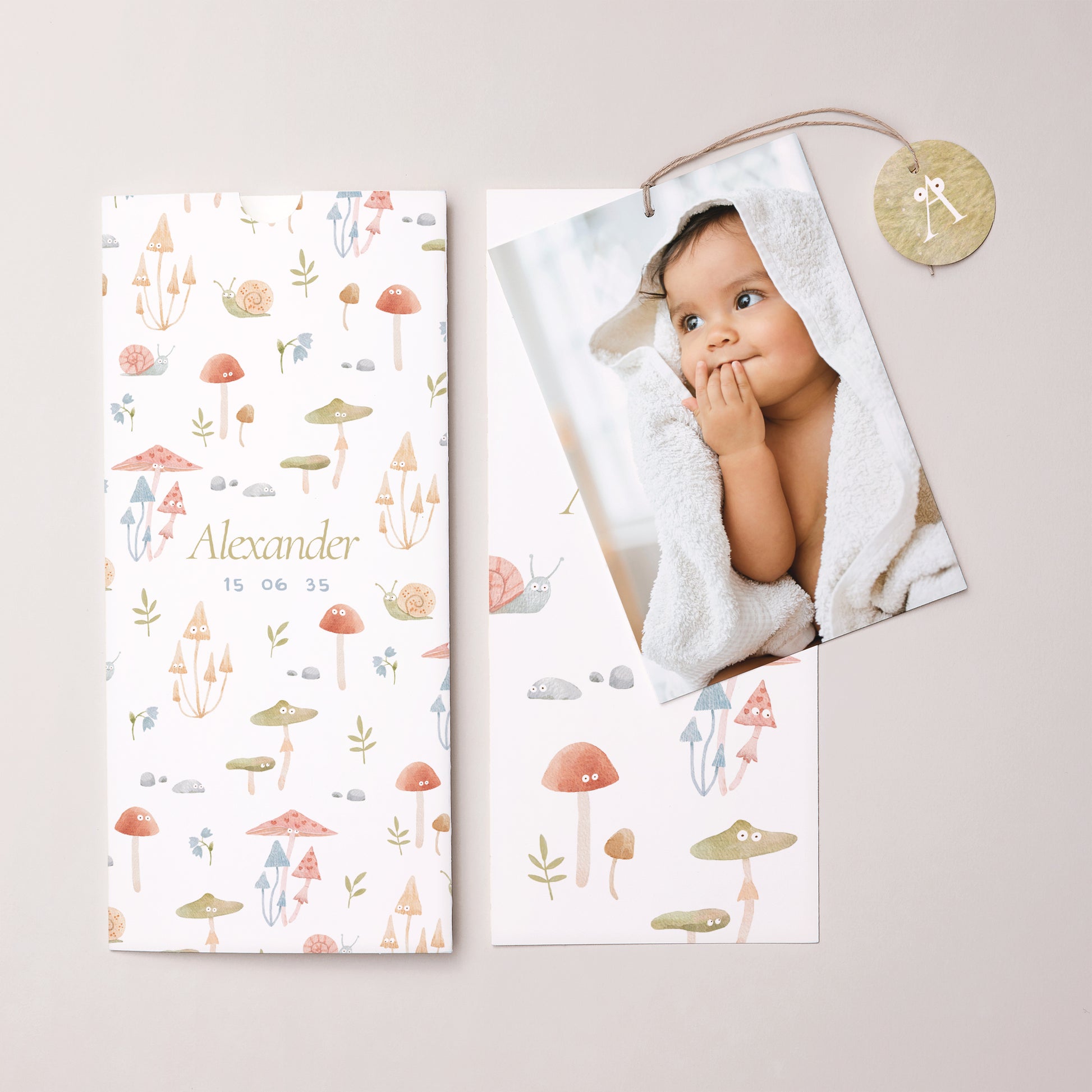 Geburtskarten Portrait-Hülle 2 Karten, Etikett Die kleine Welt des Waldes foto N° 3