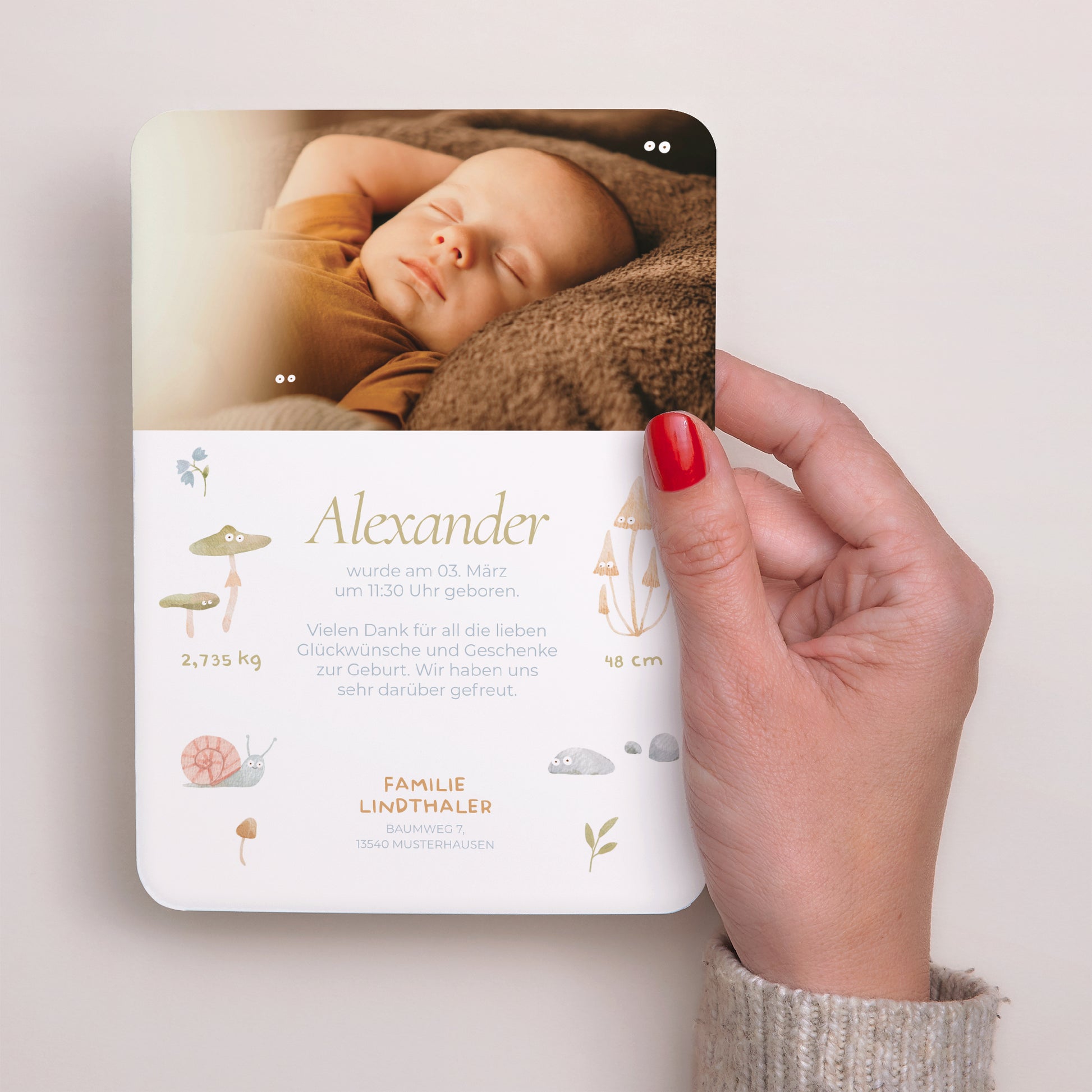 Geburtskarten Porträt, abgerundete Kanten Die kleine Welt des Waldes foto N° 3