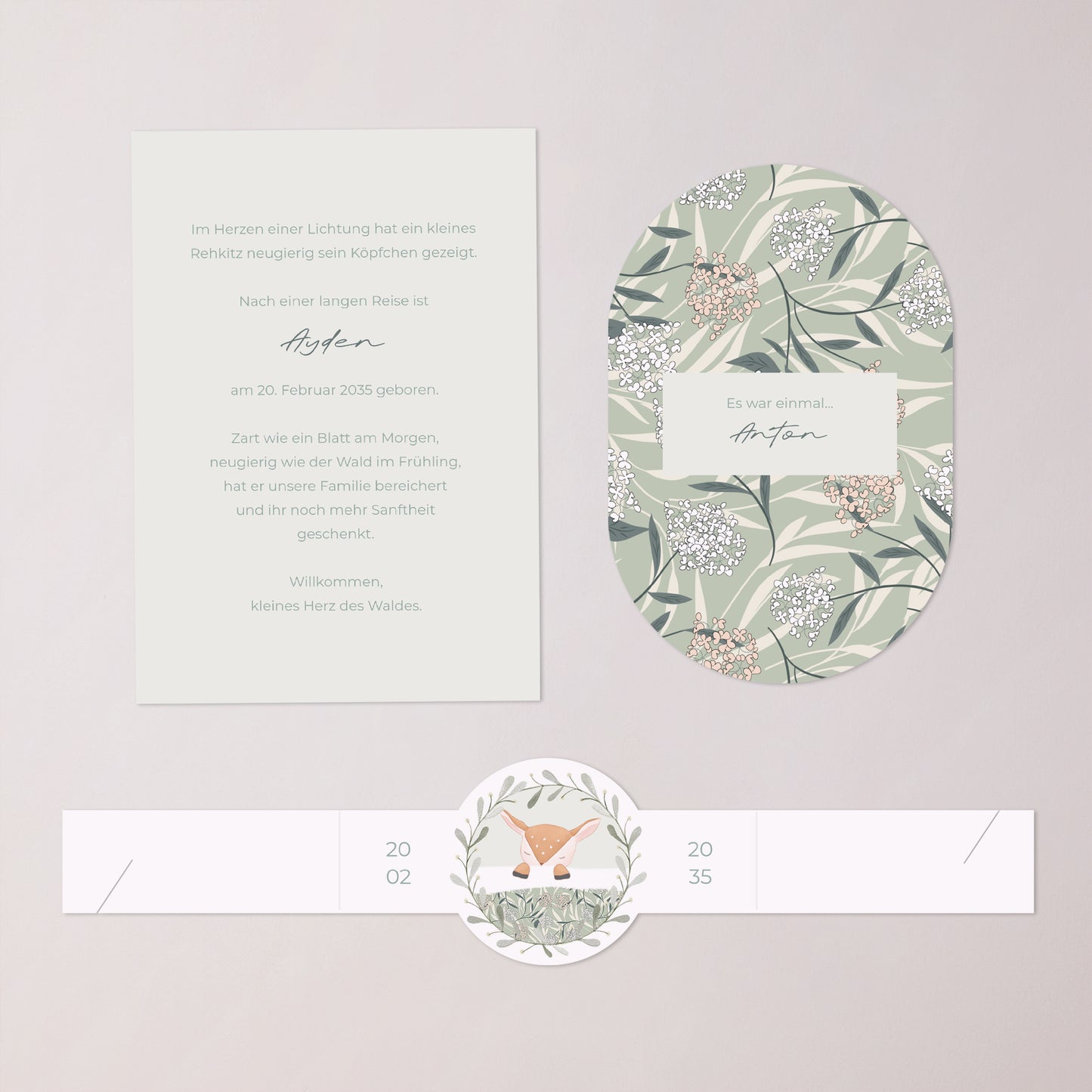 Geburtskarten Banner, 2 Karten Sanfte Lichtung foto N° 3