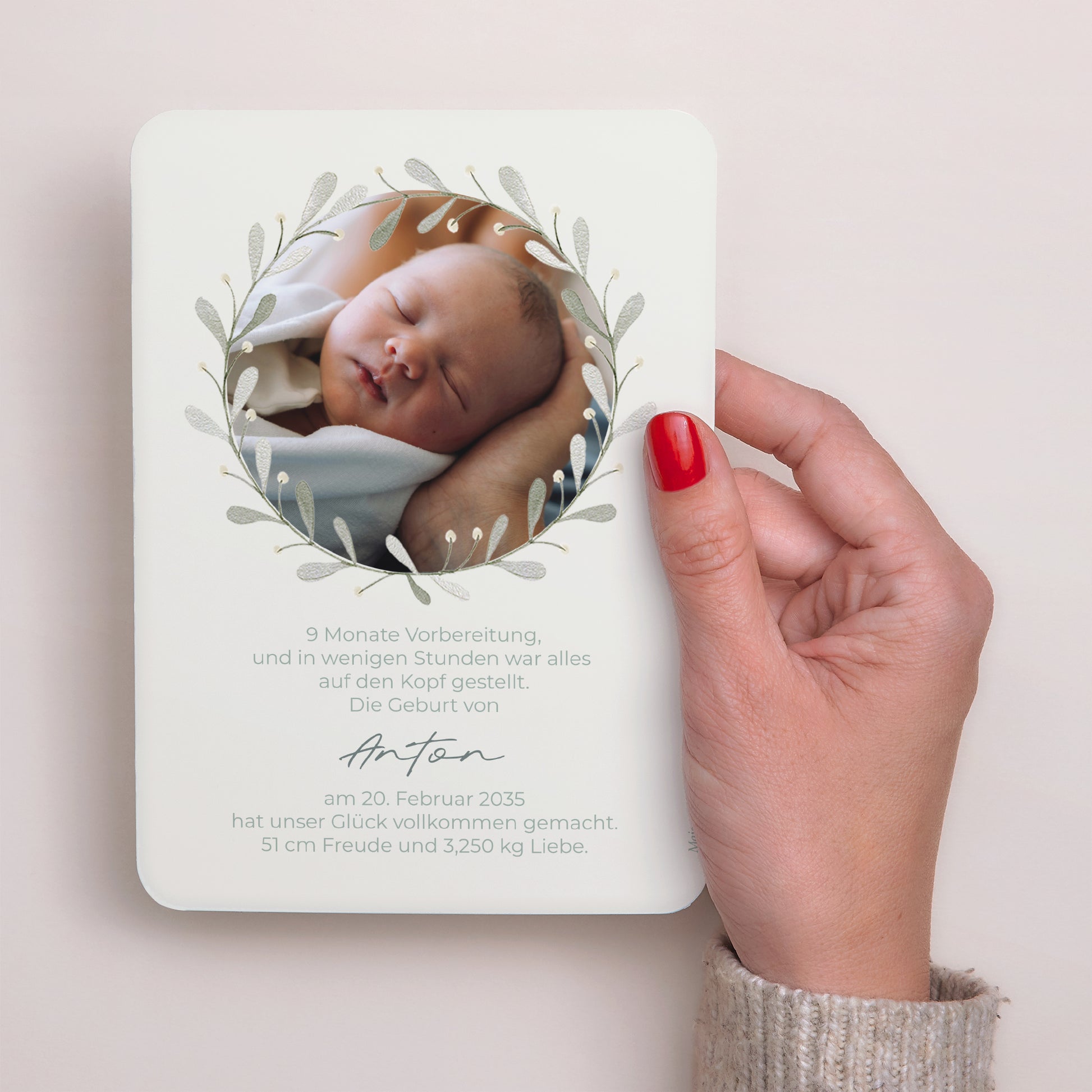 Geburtskarten Porträt, abgerundete Kanten Sanfte Lichtung foto N° 3