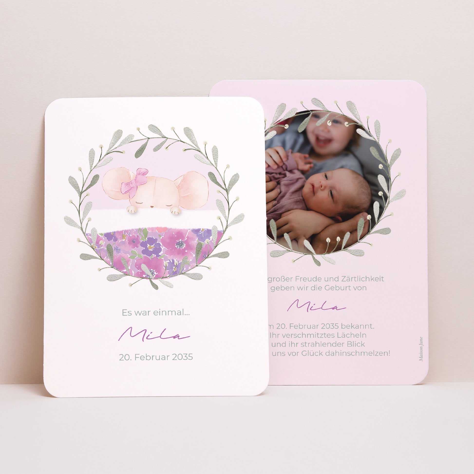 Geburtskarten Porträt, abgerundete Kanten Maikäfer foto N° 1