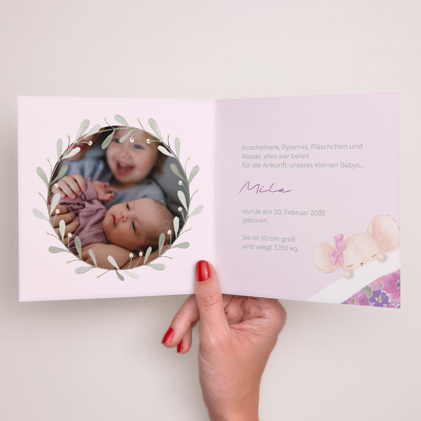 Geburtskarten Doppelflügelfenster Maikäfer foto N° 2