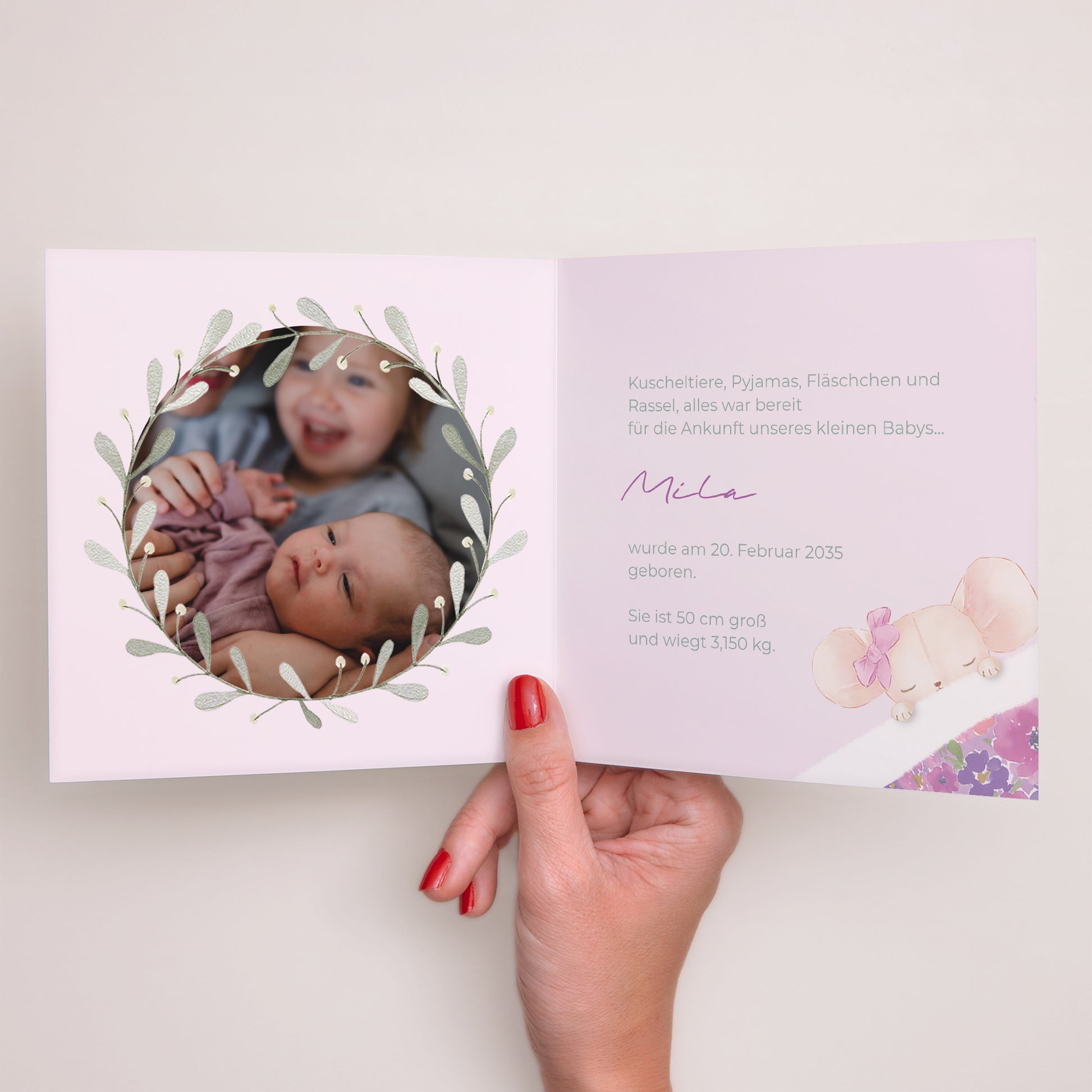 Geburtskarten Doppelflügelfenster Maikäfer foto N° 2