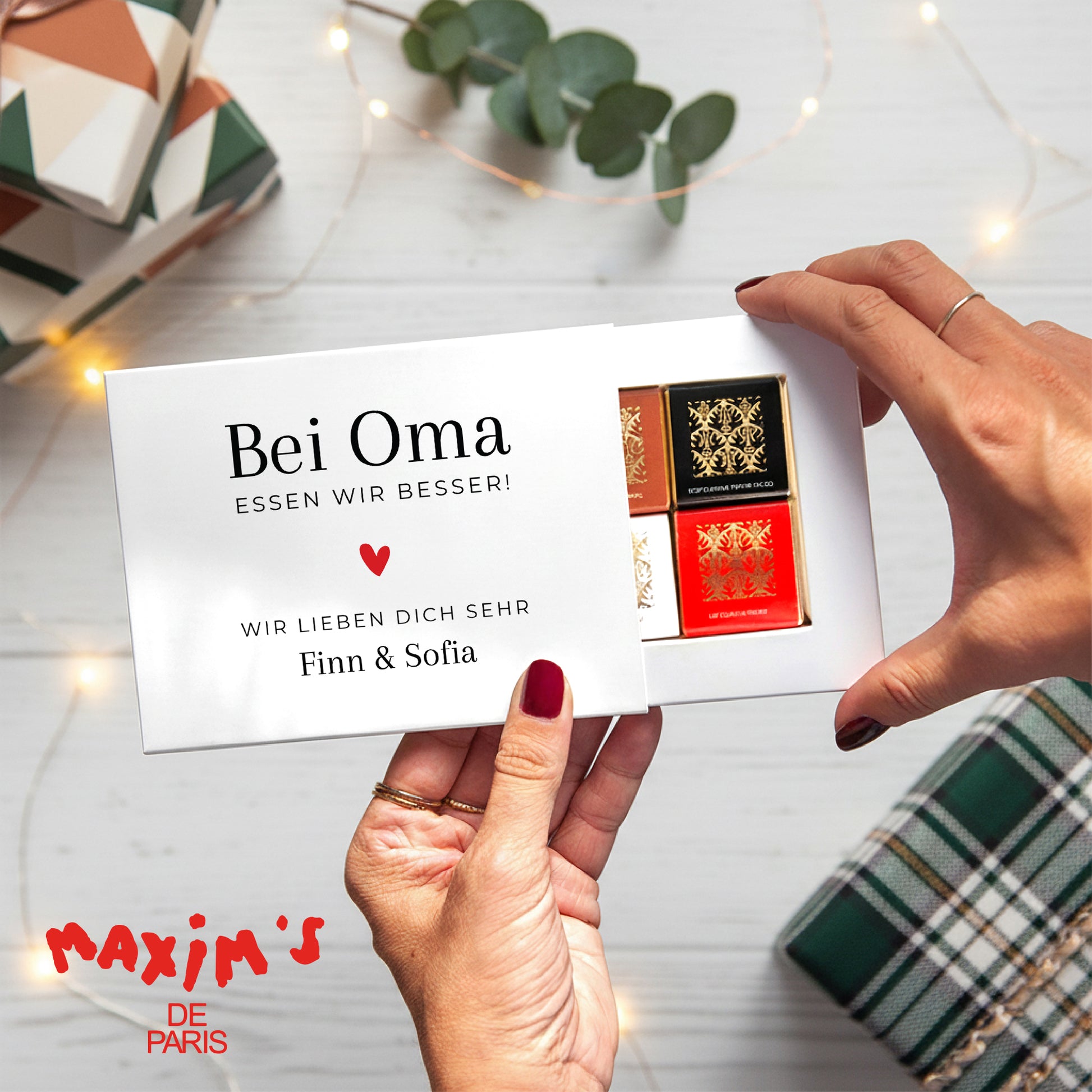 Personalisierte Schokoladenbox Objekte 6 Schokoladen Zärtlichkeit von Oma foto N° 1