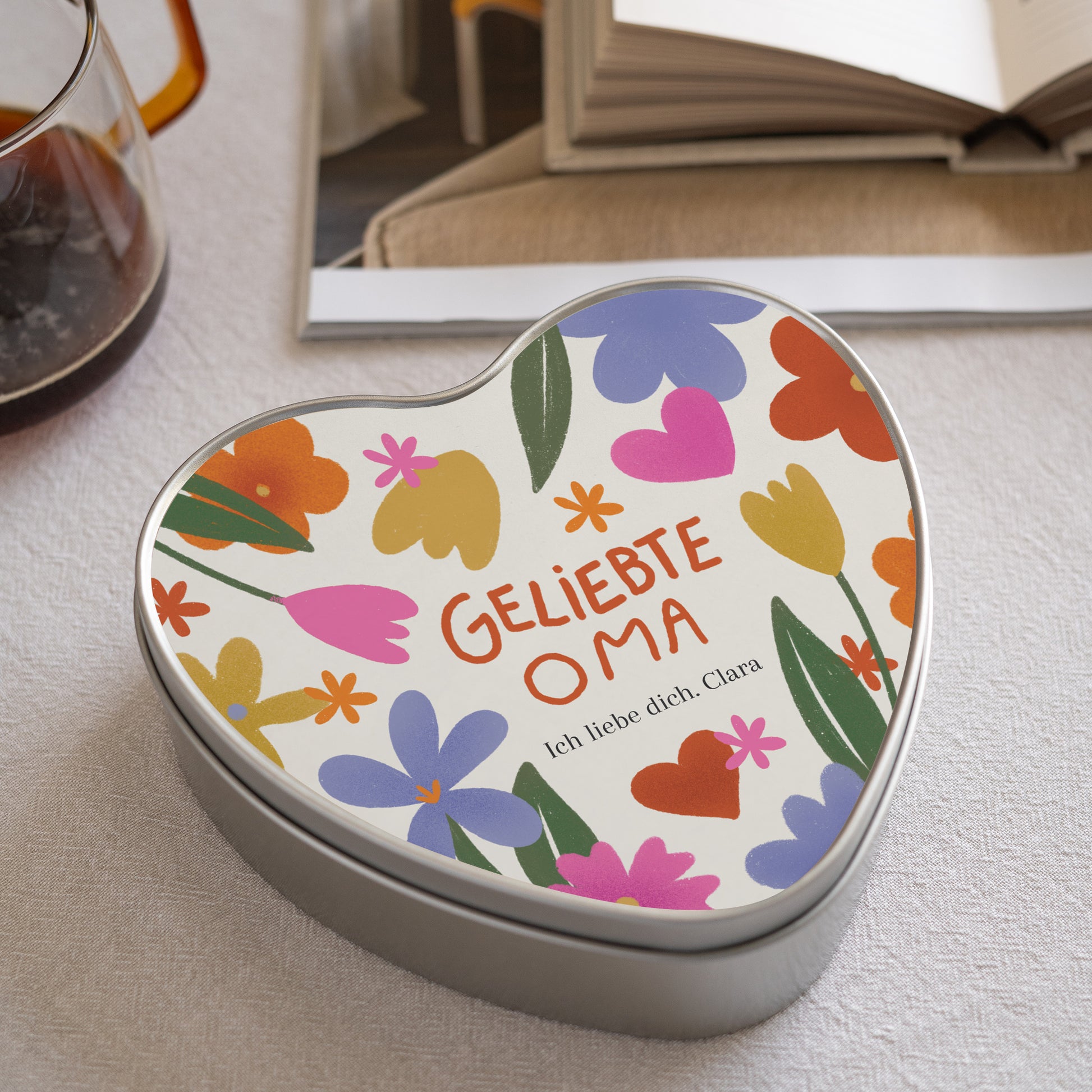 Metalldose Objekte herz, mit Schokolade gefüllt Oma in Gold foto N° 2