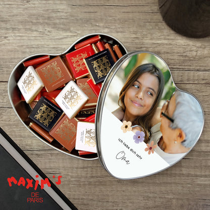 Metalldose Objekte herz, mit Schokolade gefüllt Großmutter fürs Leben foto N° 1