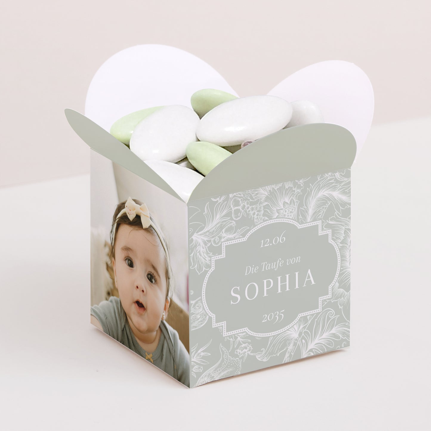 Geschenkbox Taufe Schmetterlingsöffnung Im Garten des Herrn foto N° 1