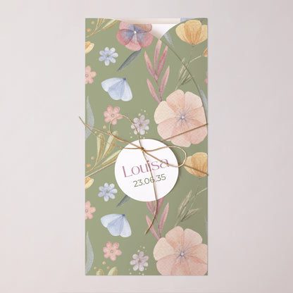 Geburtskarten Tasche, 2 Karten, runden Etikett Botanica foto N° 1