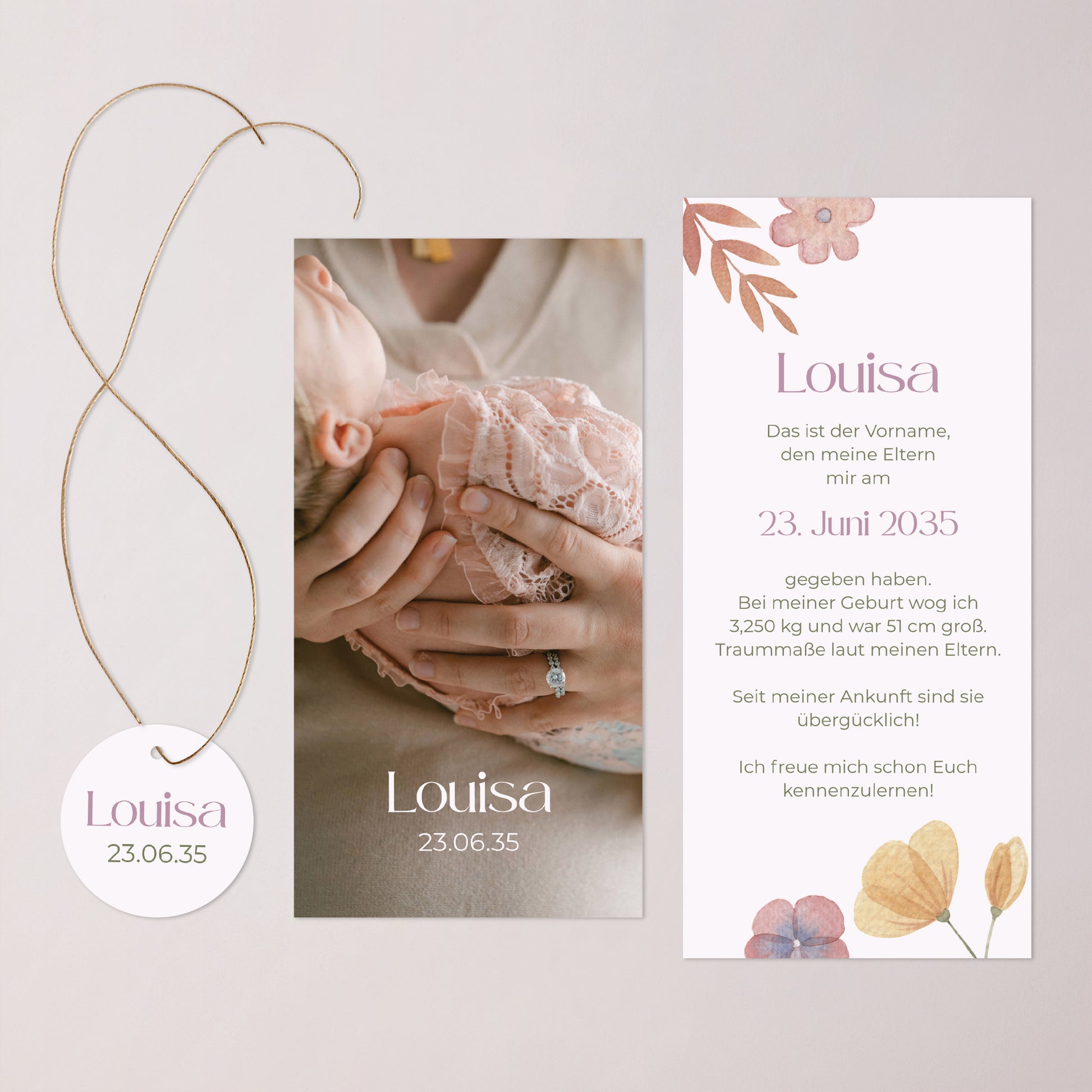 Geburtskarten Tasche, 2 Karten, runden Etikett Botanica foto N° 3