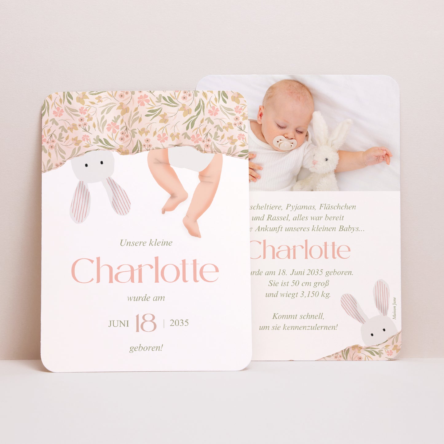 Geburtskarten Porträt, abgerundete Kanten Unter den Laken foto N° 1