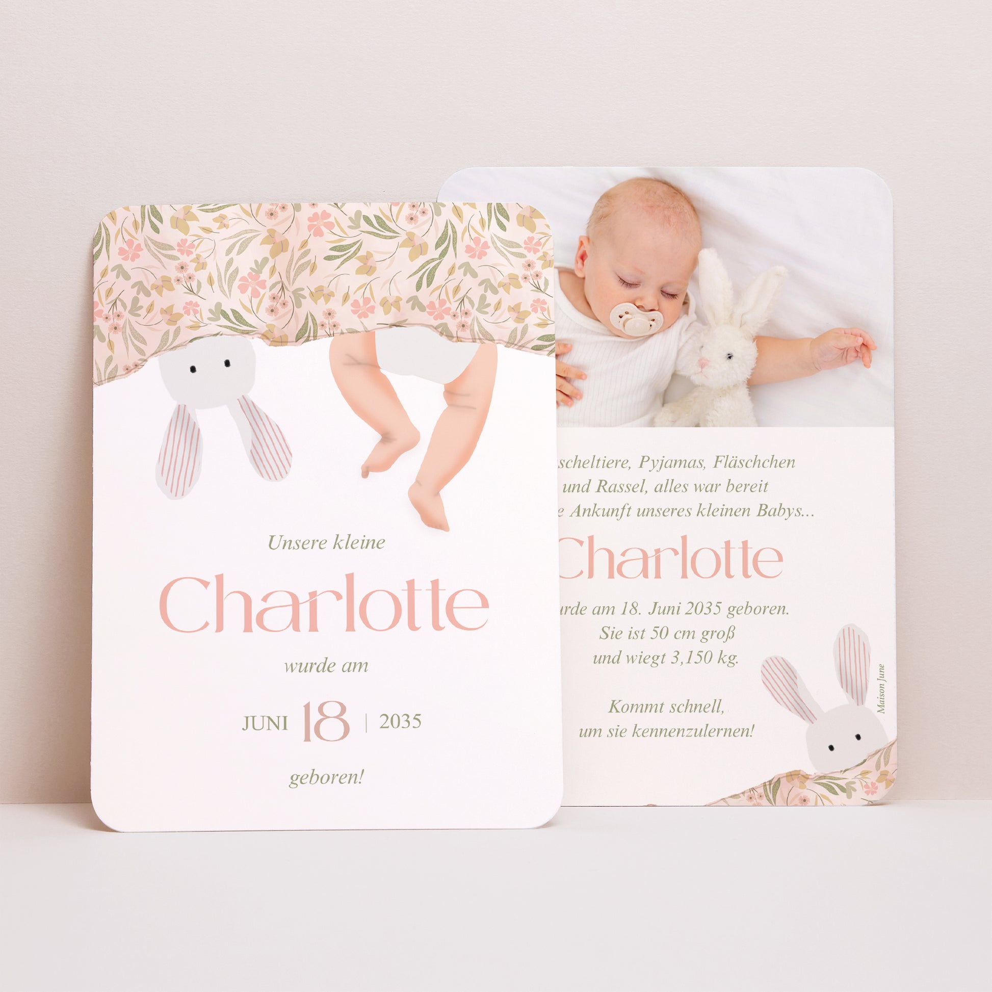 Geburtskarten Porträt, abgerundete Kanten Unter den Laken foto N° 1