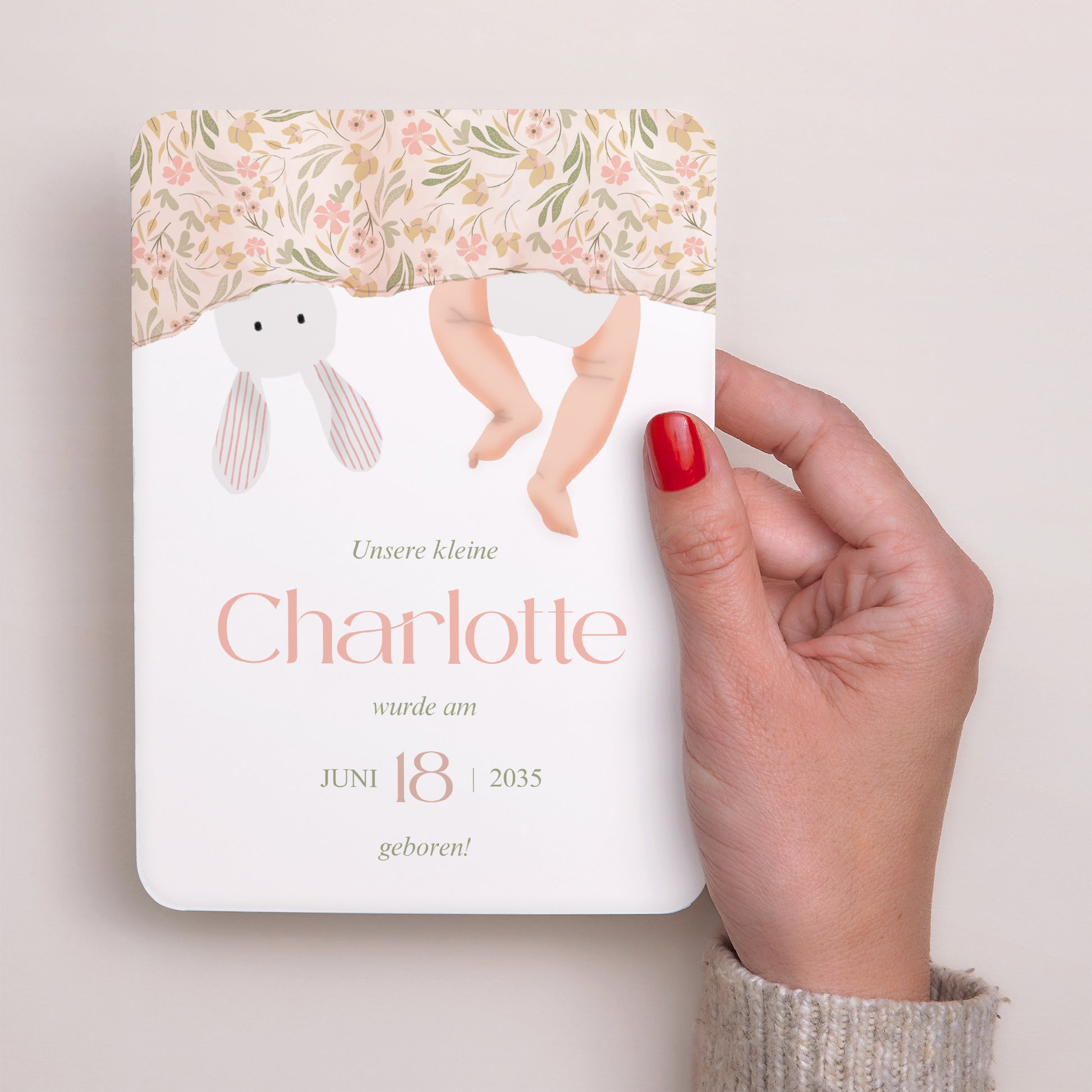 Geburtskarten Porträt, abgerundete Kanten Unter den Laken foto N° 2