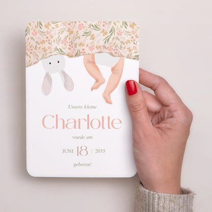 Geburtskarten Porträt, abgerundete Kanten Unter den Laken foto N° 2