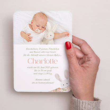 Geburtskarten Porträt, abgerundete Kanten Unter den Laken foto N° 3