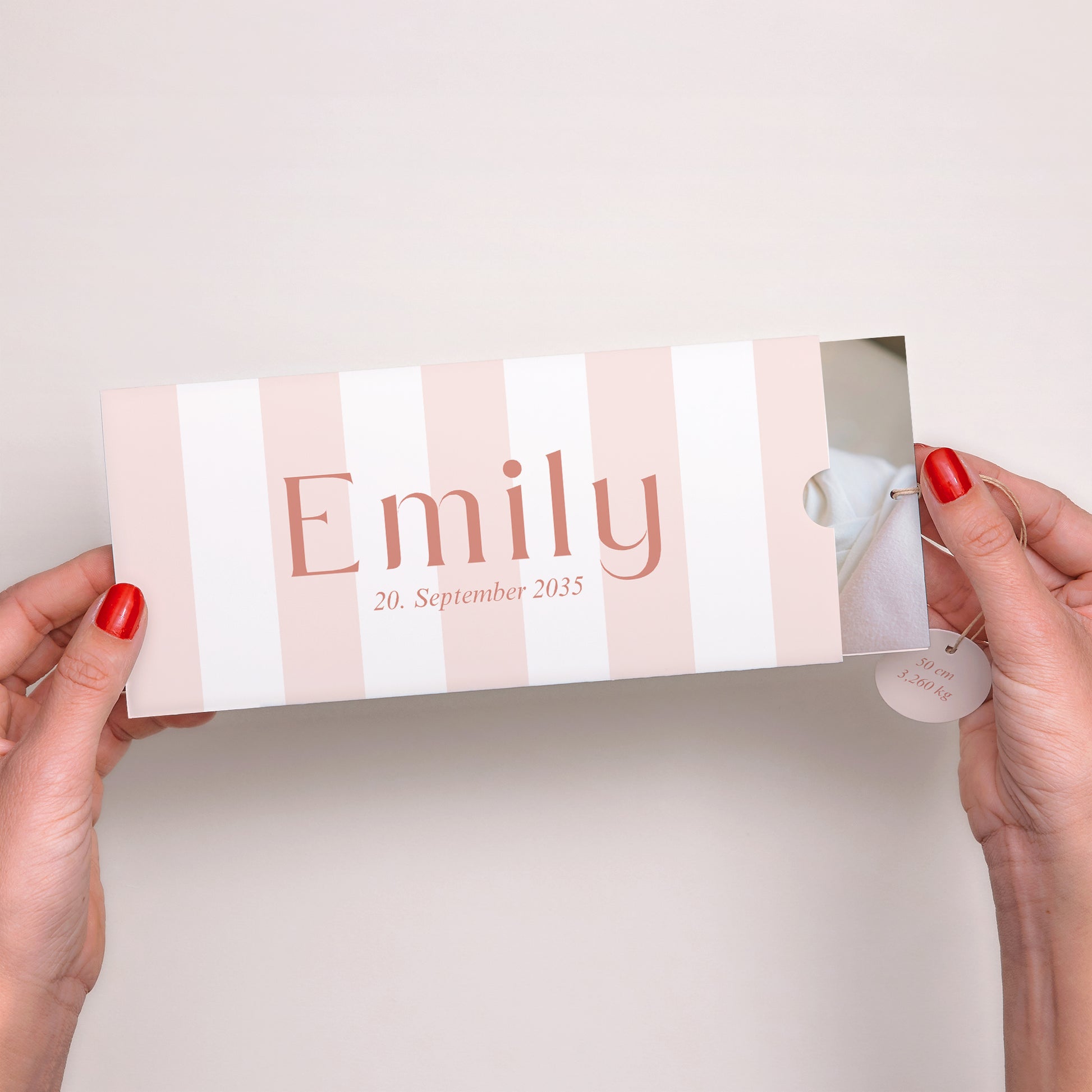 Geburtskarten Mappe 2 Karten, Etikett Das Leben in Rosa foto N° 2