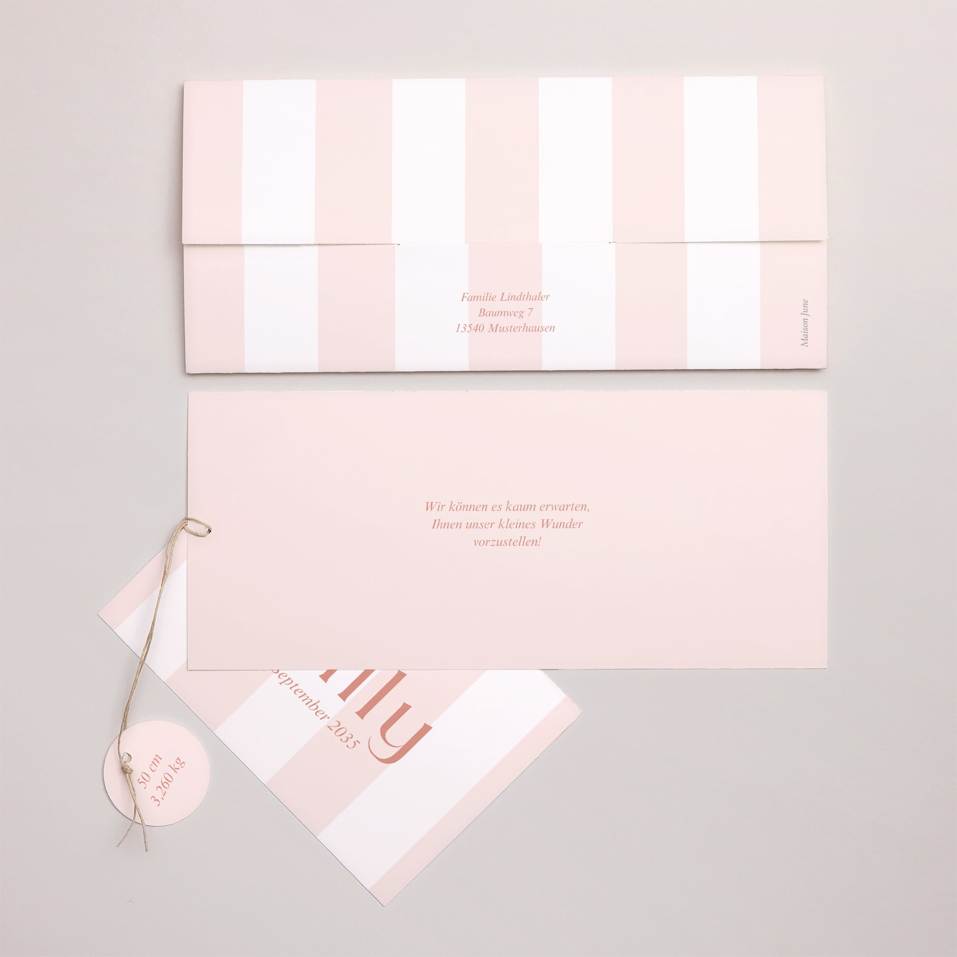 Geburtskarten Mappe 2 Karten, Etikett Das Leben in Rosa foto N° 4