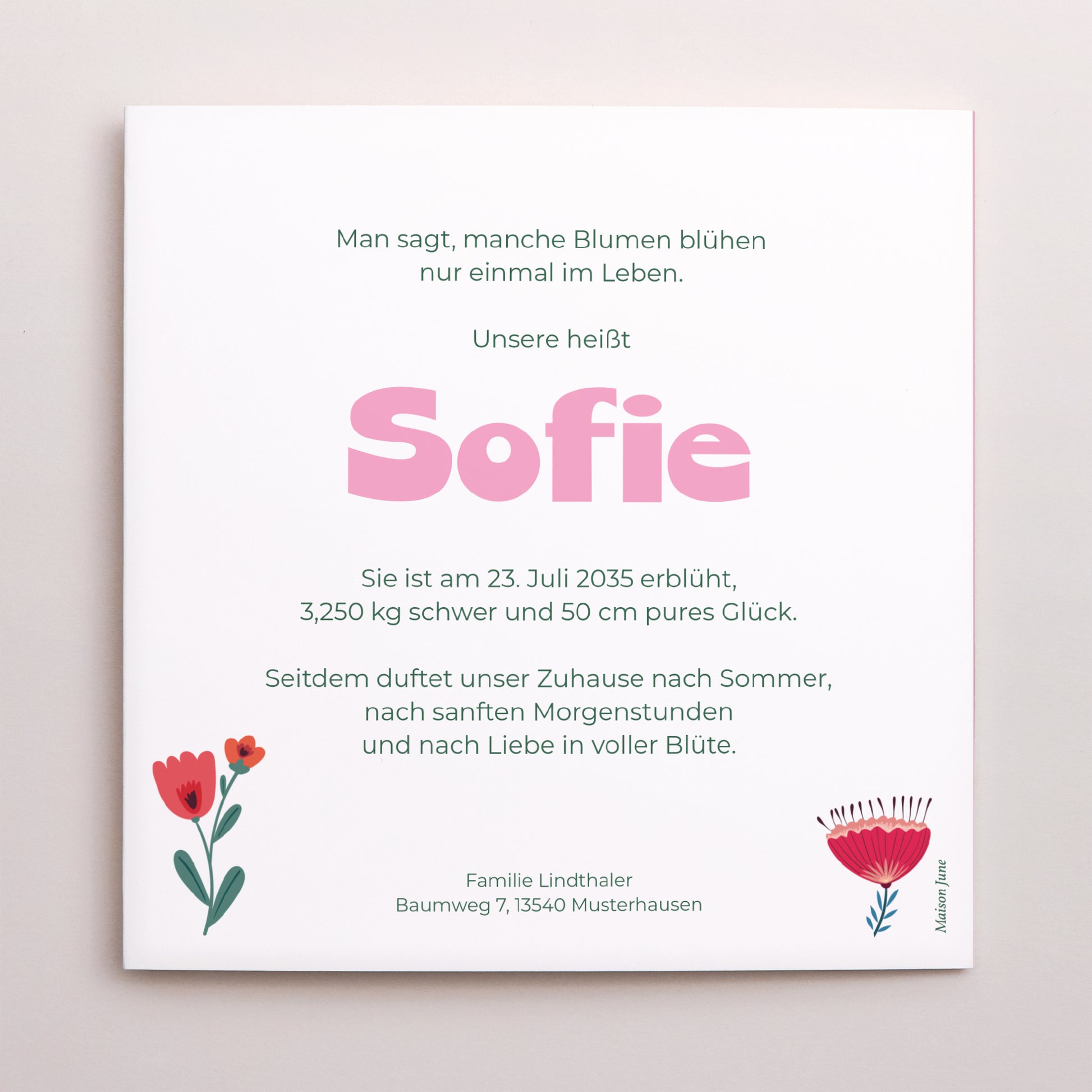 Geburtskarten Schallplattenhülle Blühende Liebe foto N° 3