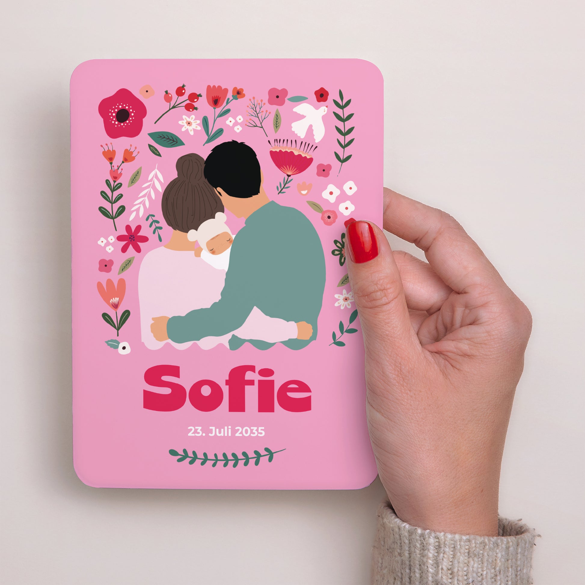 Geburtskarten Porträt, abgerundete Kanten Blühende Liebe foto N° 2