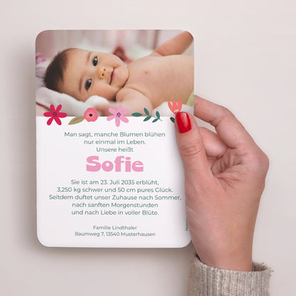 Geburtskarten Porträt, abgerundete Kanten Blühende Liebe foto N° 3