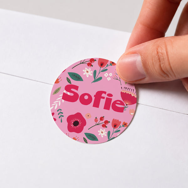 Sticker Geburt Rund Blühende Liebe foto