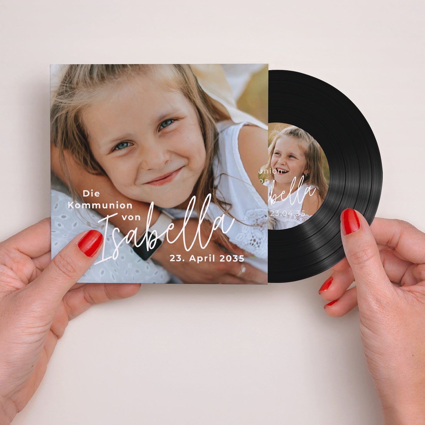 Einladungskarte Kommunion Schallplattenhülle Die Melodie des Herzens foto N° 2