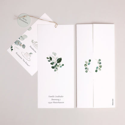 Einladungskarte Kommunion Portrait-Hülle 2 Karten, Etikett Lichtweg foto N° 4
