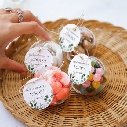 Geschenkbox Kommunion Kugel mit runder Etikette Lichtweg foto N° 2