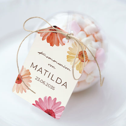 Geschenkbox Kommunion Ball mit Wimpel-Etikett Lichtblüten foto N° 1