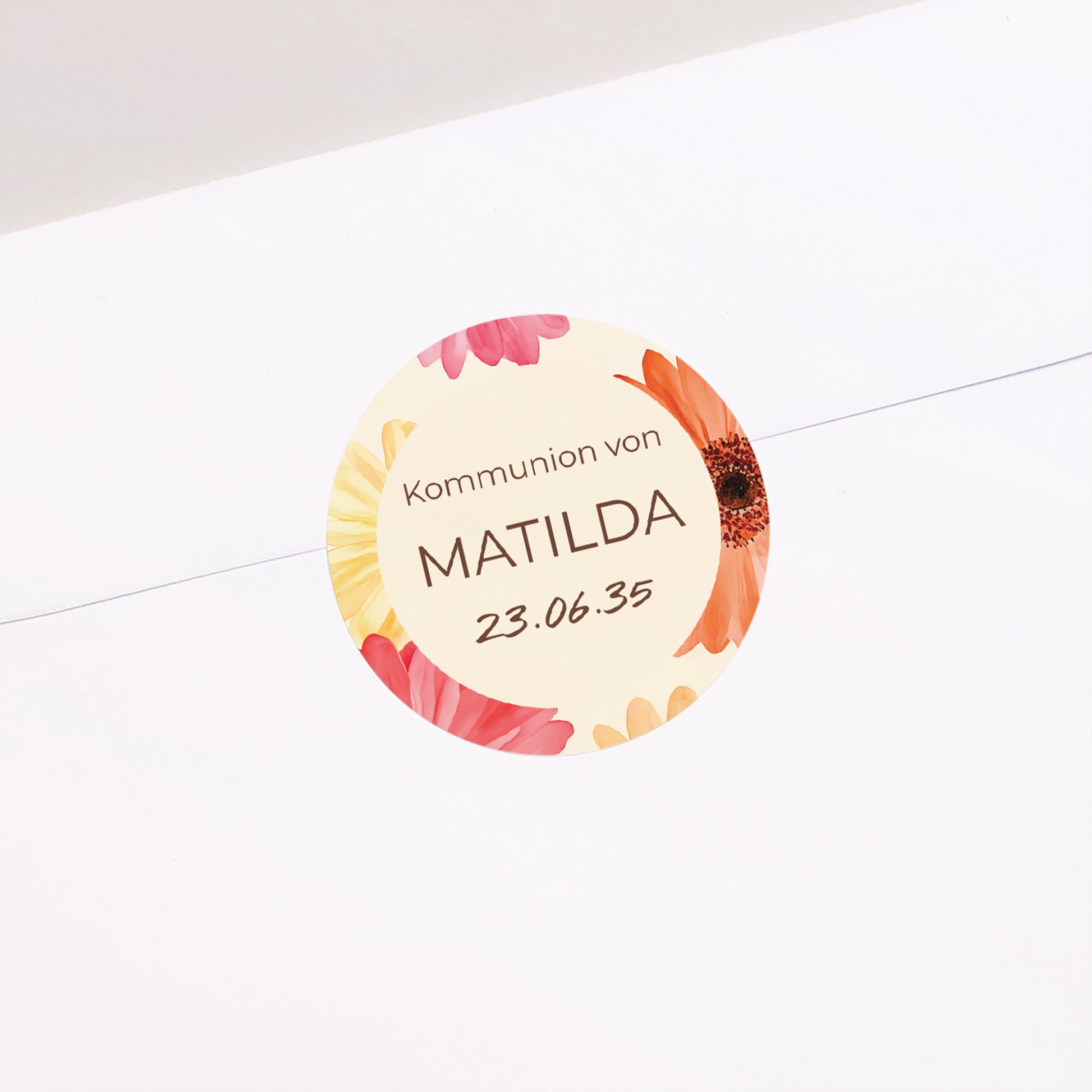 Sticker Kommunion Rund Lichtblüten foto N° 1