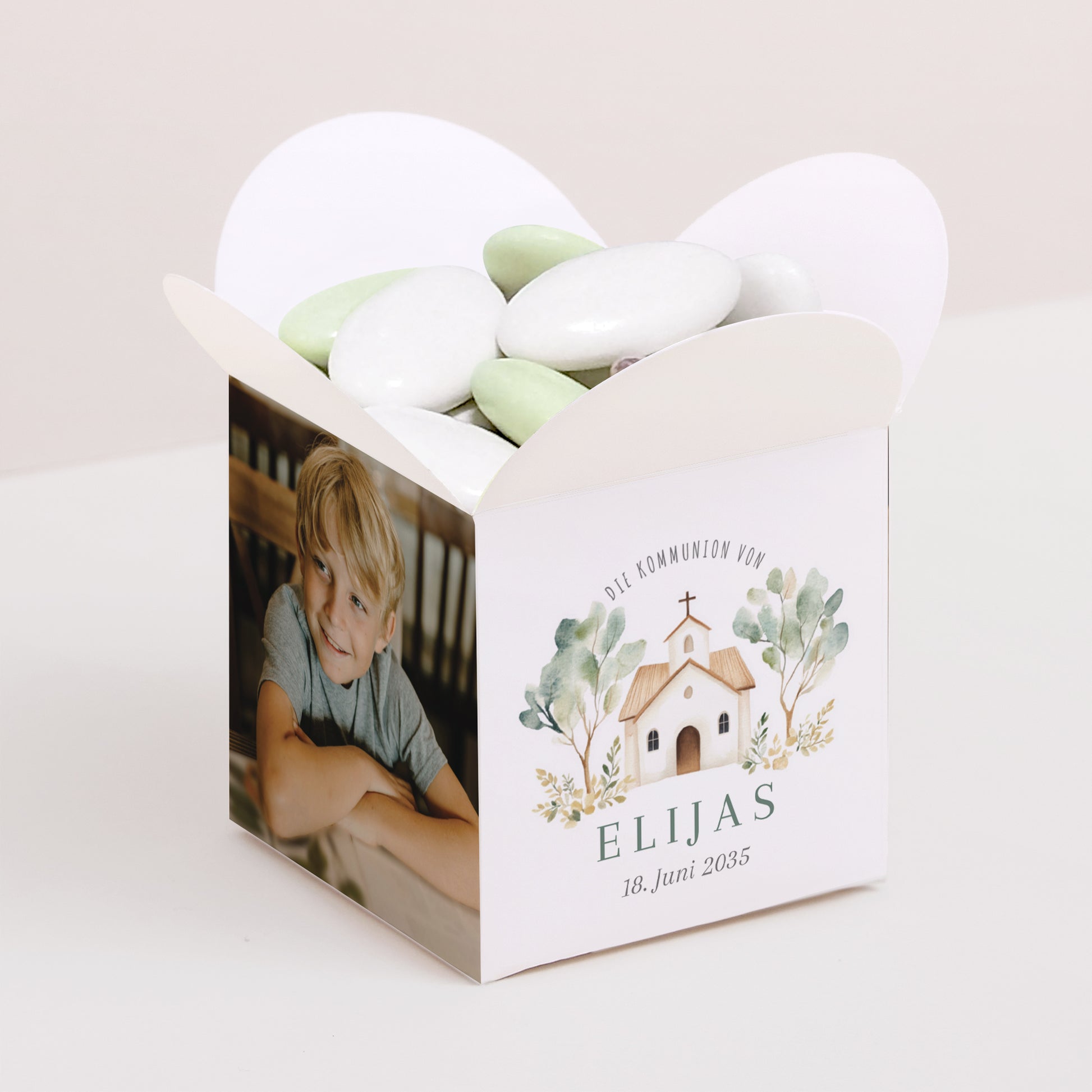 Geschenkbox Kommunion Schmetterlingsöffnung Das Haus des Lichts foto N° 1