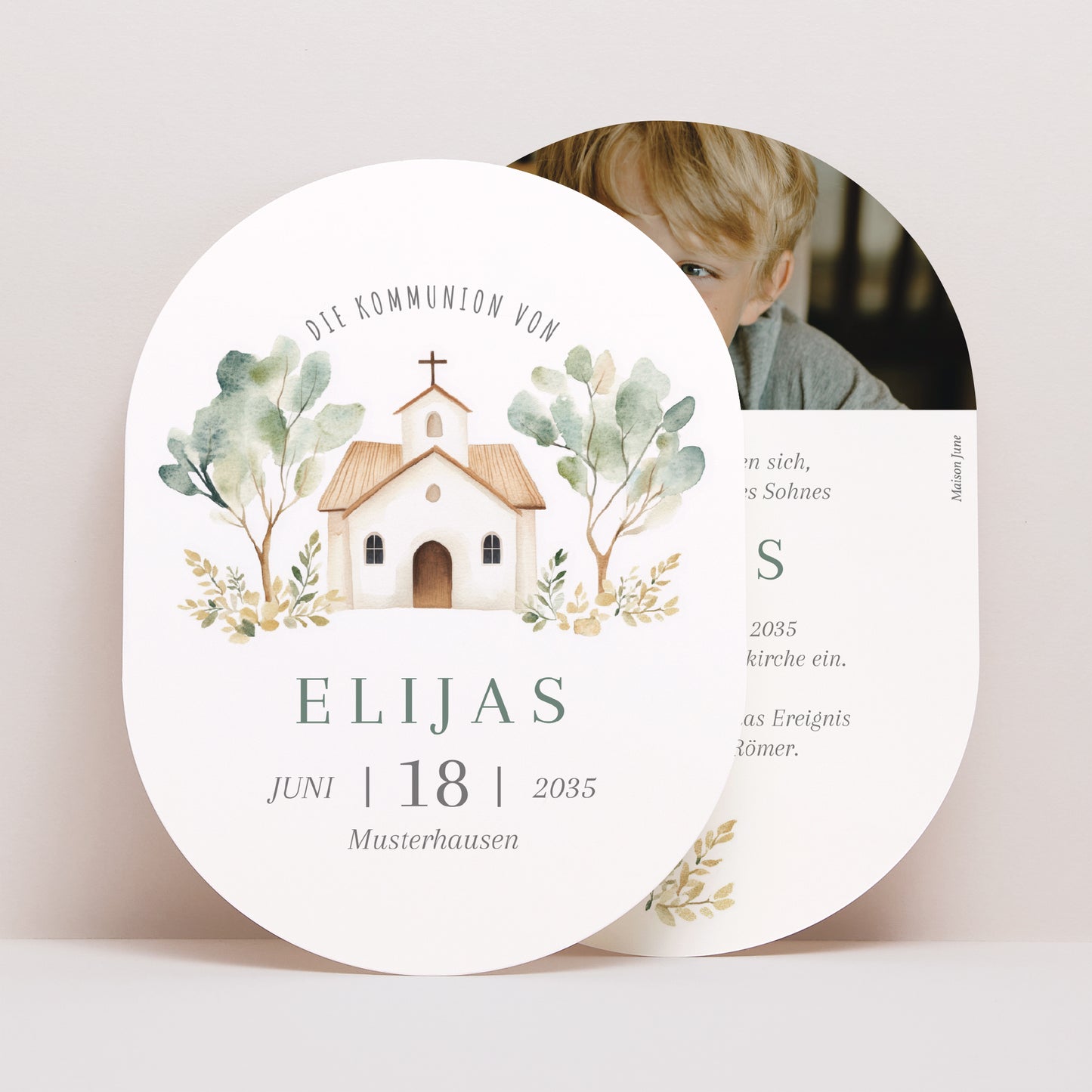 Einladungskarte Kommunion oval Das Haus des Lichts foto N° 1