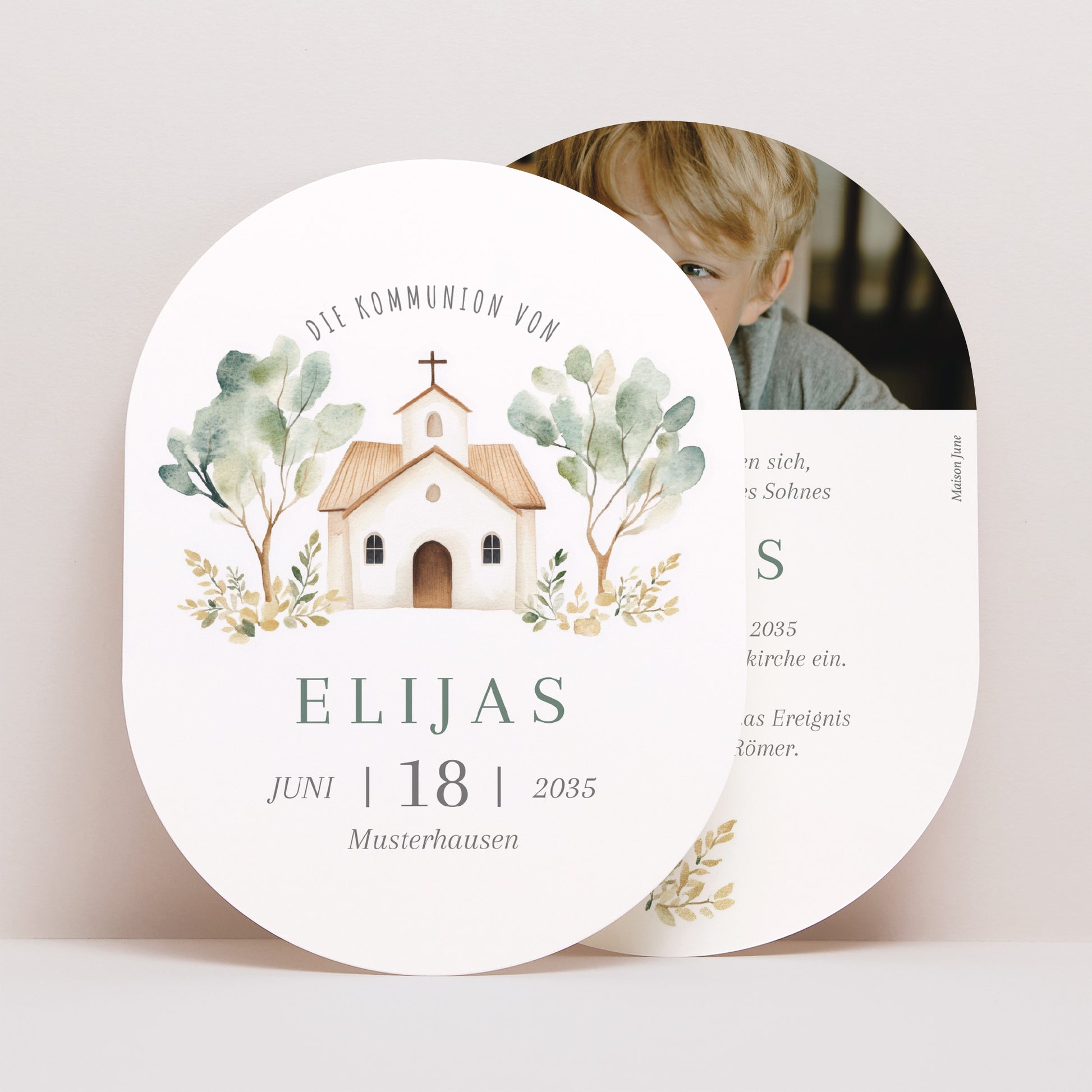 Einladungskarte Kommunion oval Das Haus des Lichts foto N° 1