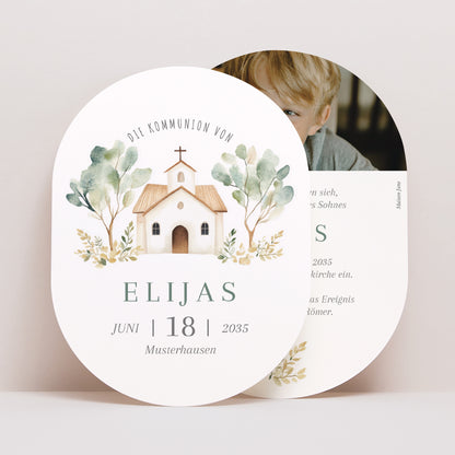 Einladungskarte Kommunion oval Das Haus des Lichts foto N° 1