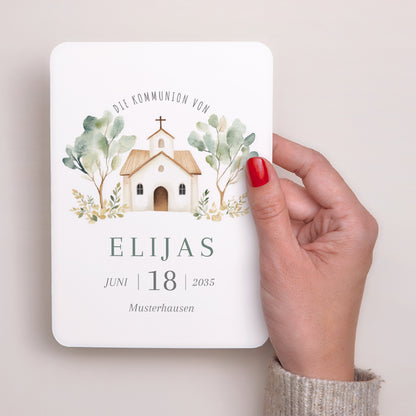 Einladungskarte Kommunion Porträt, abgerundete Kanten Das Haus des Lichts foto N° 2