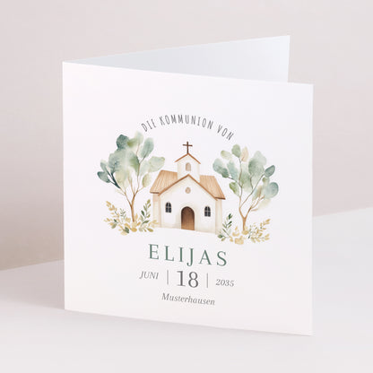 Einladungskarte Kommunion Doppelflügelfenster Das Haus des Lichts foto N° 1