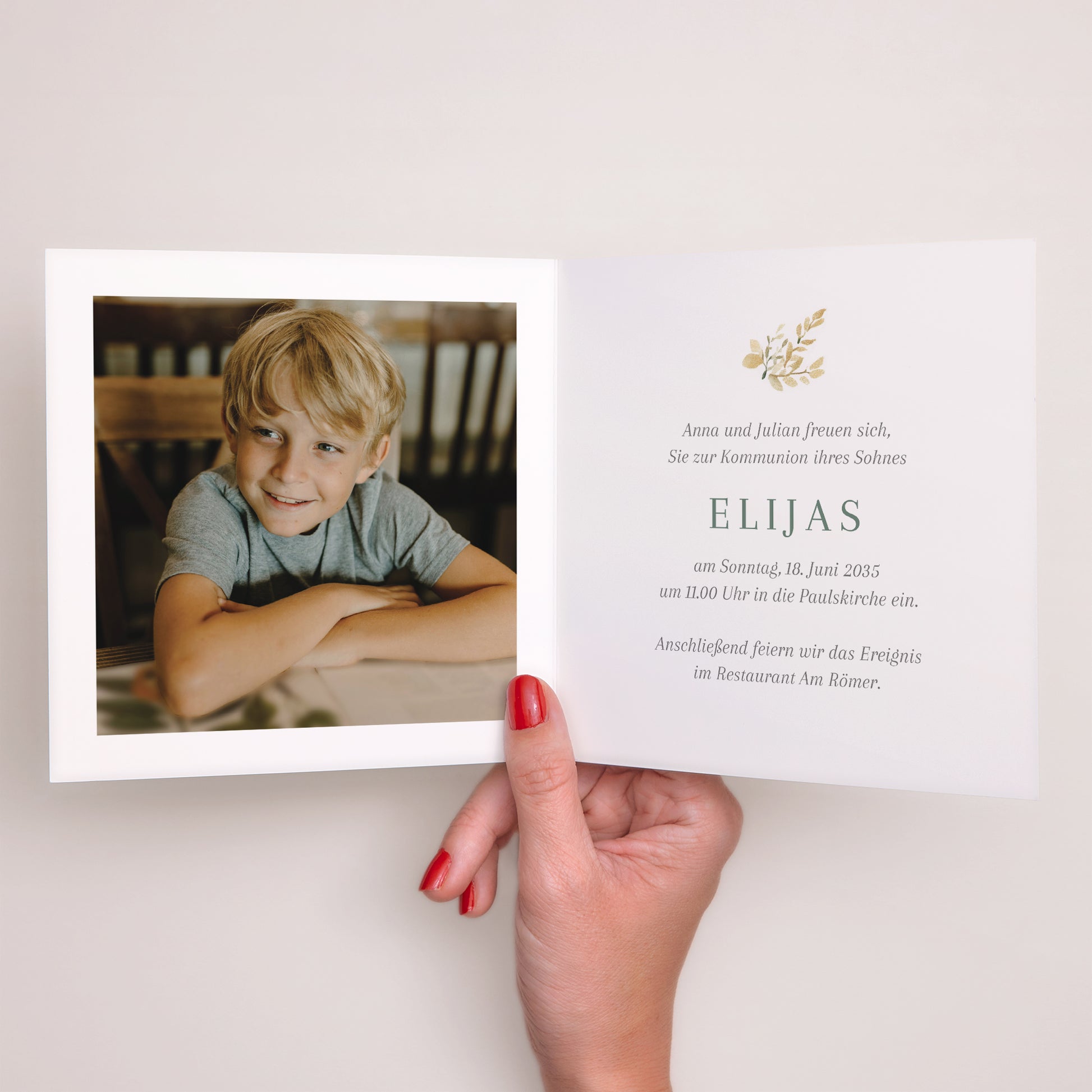 Einladungskarte Kommunion Doppelflügelfenster Das Haus des Lichts foto N° 2