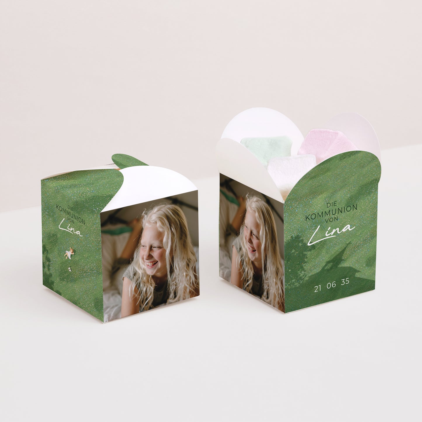 Geschenkbox Kommunion Schmetterlingsöffnung Eine Kommunion im Gras foto N° 2