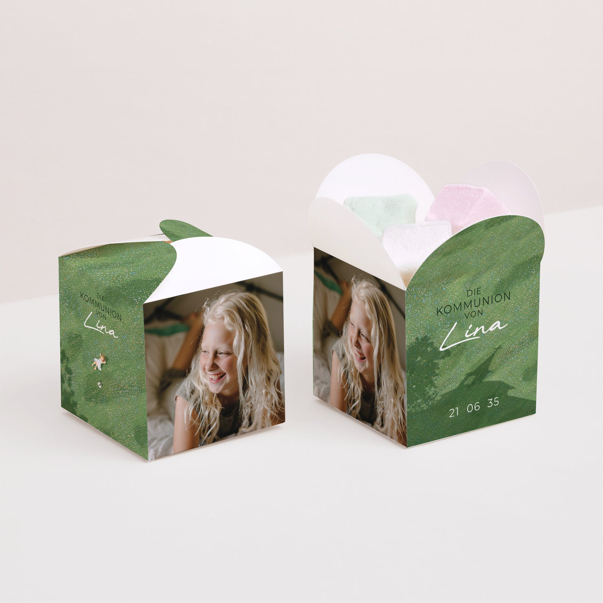 Geschenkbox Kommunion Schmetterlingsöffnung Eine Kommunion im Gras foto N° 2