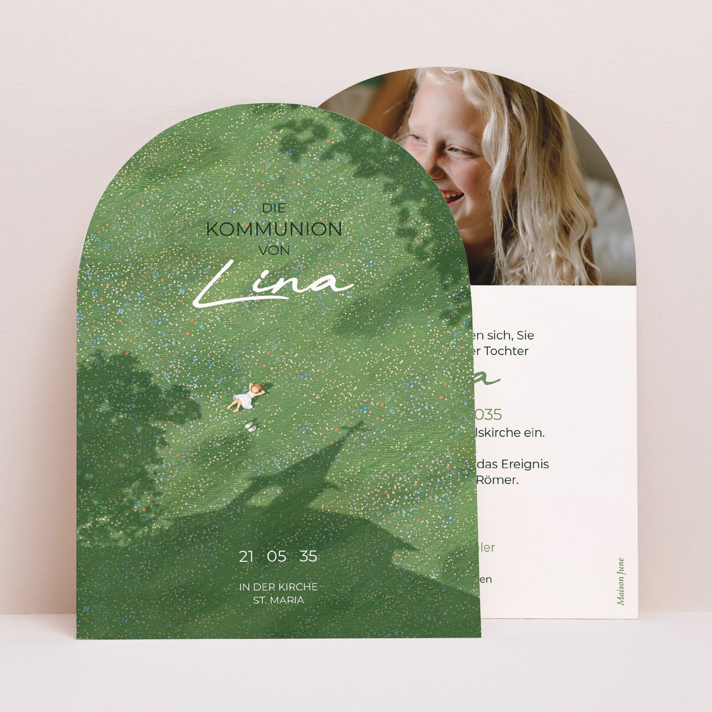 Einladungskarte Kommunion Kleine Arche Eine Kommunion im Gras foto N° 1